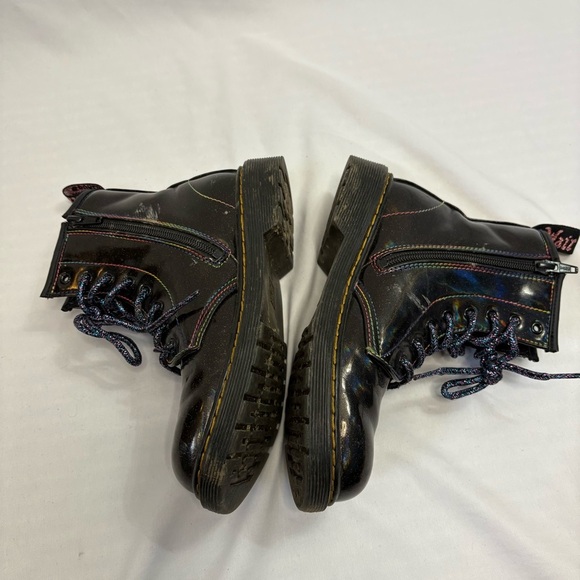Dr Martens 1460 Sparkle Iridescent Rainbow Black Patent Leather Boots Side Zip - Picture 6 of 12